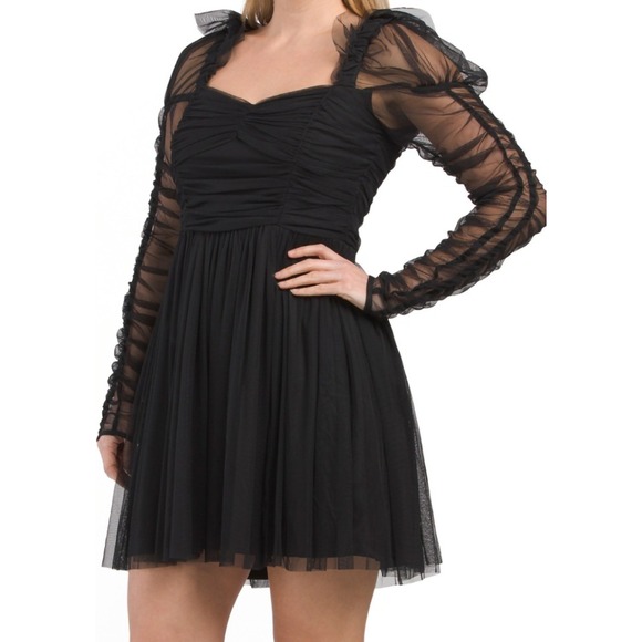 French Connection Black Tulle Mini Dress Cocktail Party Size 2 NWT - Picture 1 of 6